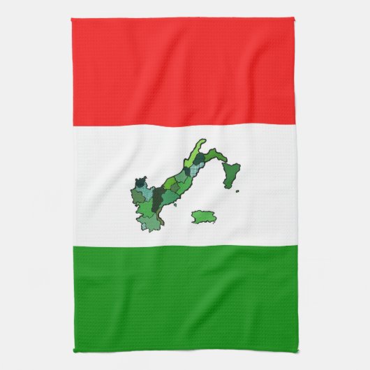 Italiaanse vlag met kaart van Italië Theedoek (Verticaal)