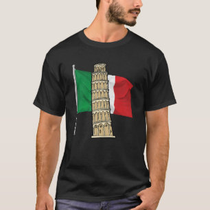 Italiaanse vlag met Leaning Tower Pisa Italiaans l T-shirt