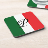 Italiaanse vlag met monogram bier onderzetter (Linkerzijde)
