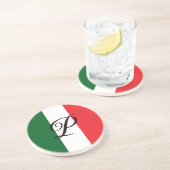 Italiaanse vlag met monogram zandsteen onderzetter (Zijkant)