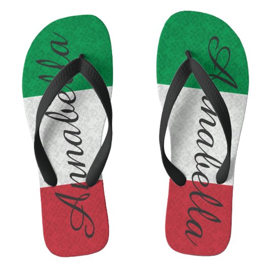 Italiaanse vlag met persoonlijke Damask Teenslippers (Voetbed)