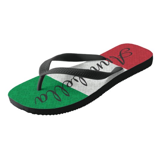 Italiaanse vlag met persoonlijke Damask Teenslippers (Schuin)