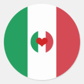 Italiaanse vlag met rood hart - mode/sportfans ronde sticker (Voorkant)