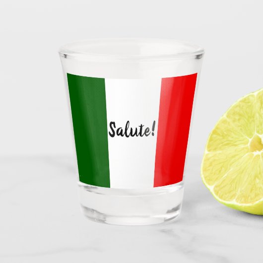 Italiaanse vlag met Salute Greeting Red White Shot Glas (Voorkant)