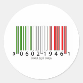 Italiaanse vlag met streepjescode ronde sticker
