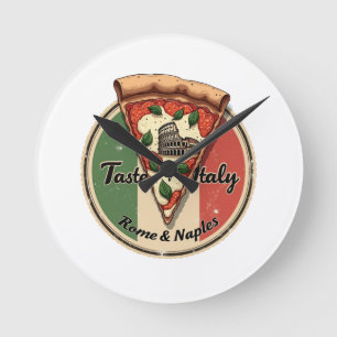 Italiaanse vlag met vintage Rome & Napolitaanse pi Ronde Klok