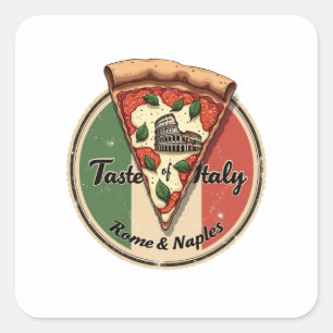 Italiaanse vlag met vintage Rome & Napolitaanse pi Vierkante Sticker