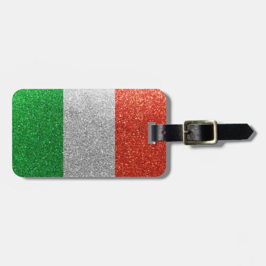 Italiaanse vlag Milaan Bling Glitter Mode Italië Bagagelabel (Voorkant horizontaal)
