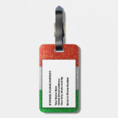 Italiaanse vlag Milaan Bling Glitter Mode Italië Bagagelabel (Achterkant verticaal)