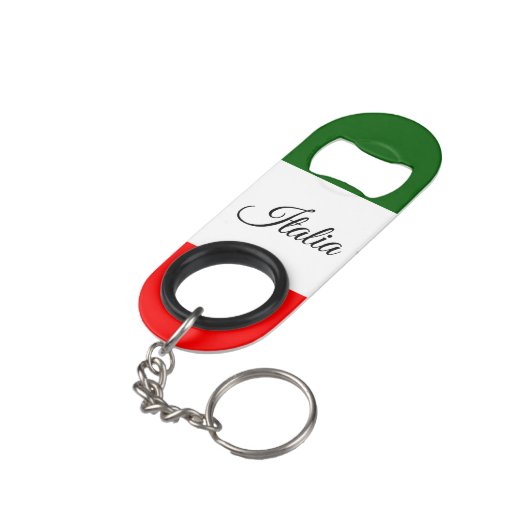 Italiaanse vlag mini flessenopener (Achterkant Gekanteld)