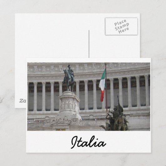 Italiaanse vlag naast oude Romeinse ruïnes Briefkaart (Voorkant / Achterkant)