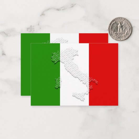 Italiaanse vlag notitiekaartje (Voorkant / Achterkant in situ)