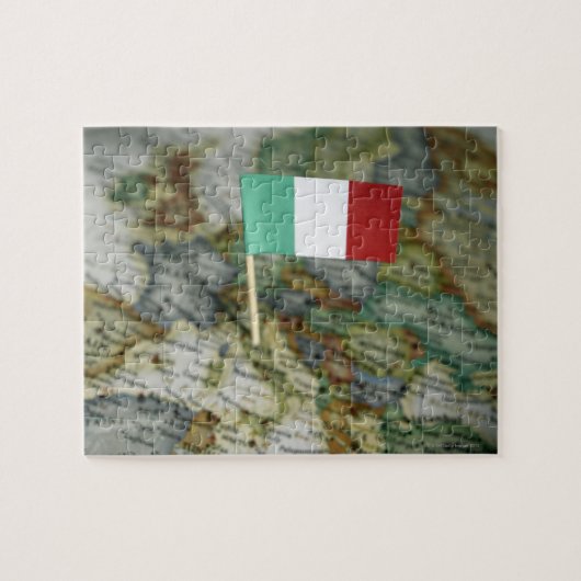 Italiaanse vlag op kaart legpuzzel (Horizontaal)