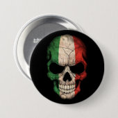 Italiaanse vlag op zwart ronde button 7,6 cm (Voorkant /achterkant)