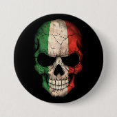 Italiaanse vlag op zwart ronde button 7,6 cm (Voorkant)