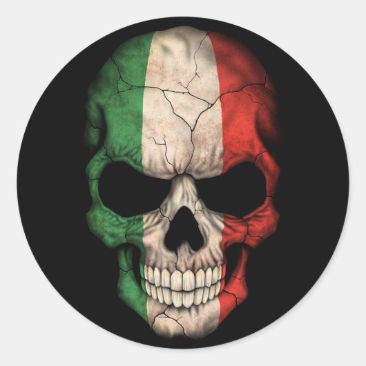 Italiaanse vlag op zwart ronde sticker (Voorkant)
