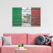 Italiaanse vlag over het effect van ruw houten pla canvas afdruk (Insitu (Woonkamer))