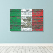 Italiaanse vlag over het effect van ruw houten pla canvas afdruk (Insitu (Houten vloer))