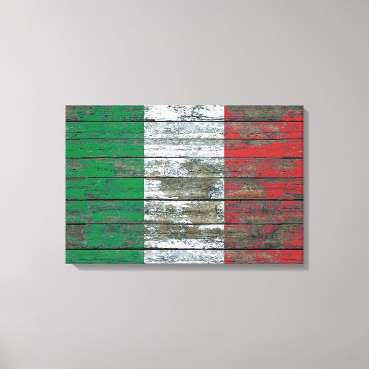 Italiaanse vlag over het effect van ruw houten pla canvas afdruk (Voorkant)