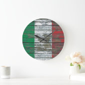 Italiaanse vlag over het effect van ruw houten pla grote klok (Huis)