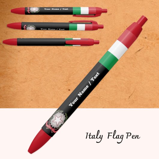Italiaanse Vlag Pen, Italië / Gepersonaliseerd Zwarte Inkt Pen