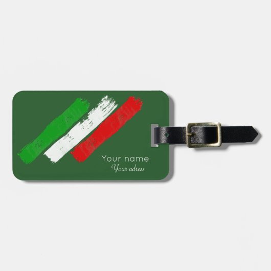Italiaanse vlag.penseelstreken. naam .text. bagagelabel (Voorkant horizontaal)