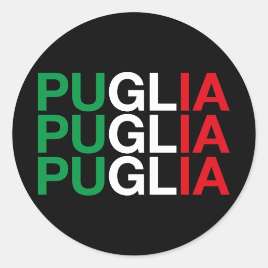Italiaanse vlag PUGLIA Ronde Sticker (Voorkant)