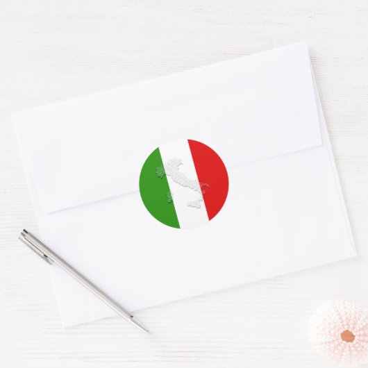 Italiaanse vlag ronde sticker (Envelop)