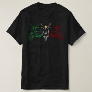 Italiaanse Vlag Scooter Retro Motorfiets Driekle T-shirt