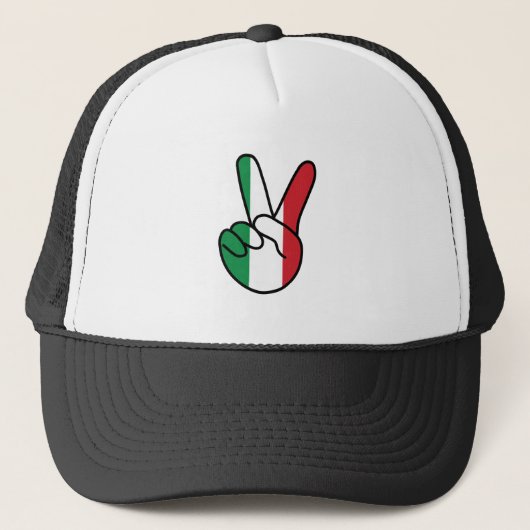 Italiaanse vlag V-teken Trucker Pet (Voorkant)