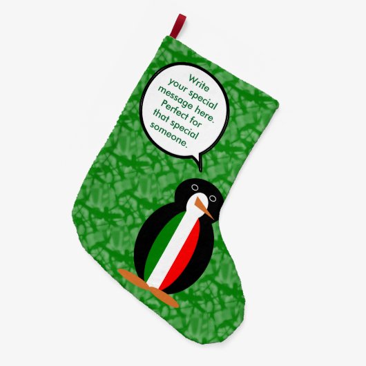 Italiaanse vlag Vakantie Ms. Penguin aan het prate Grote Kerstsok (Voorkant (Hangend))