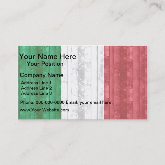 Italiaanse vlag van Wooden Visitekaartje (Voorkant)