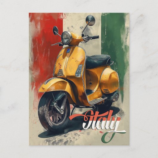Italiaanse vlag Vespa Scooter Briefkaart (Voorkant)