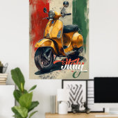 Italiaanse vlag Vespa Scooter Poster (Thuiskantoor)