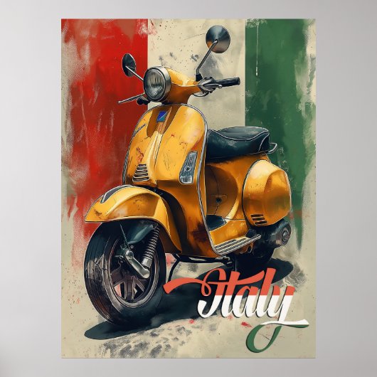 Italiaanse vlag Vespa Scooter Poster (Voorkant)