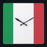 Italiaanse vlag vierkante klok<br><div class="desc">Italiaans vlaggenproduct. Het beste in kwaliteit.</div>