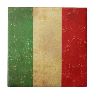 Italiaanse Vlag Vintage Grunge Ontwerp Keramische  Tegeltje
