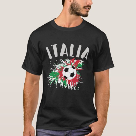 Italiaanse vlag Voetbal Grunge T-shirt (Voorkant)