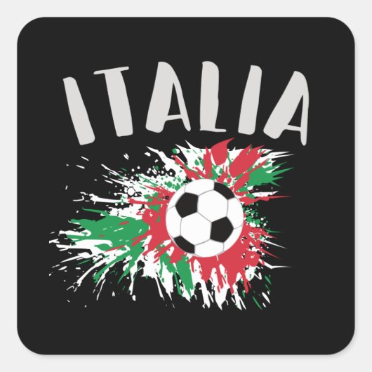 Italiaanse vlag Voetbal Grunge Vierkante Sticker (Voorkant)