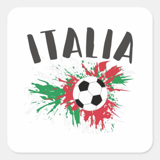 Italiaanse vlag Voetbal Grunge Vierkante Sticker (Voorkant)