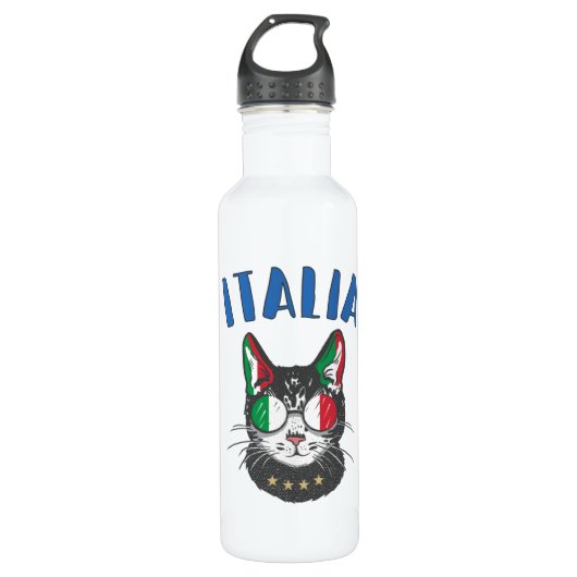 Italiaanse vlag voor voetbalbeker Mascot Waterfles (Voorkant)