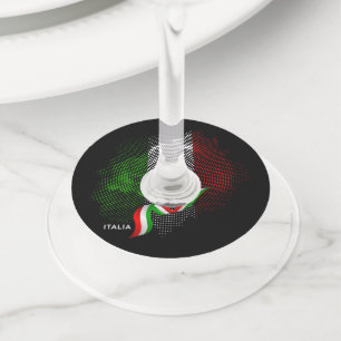 Italiaanse vlag wijnglaslabel