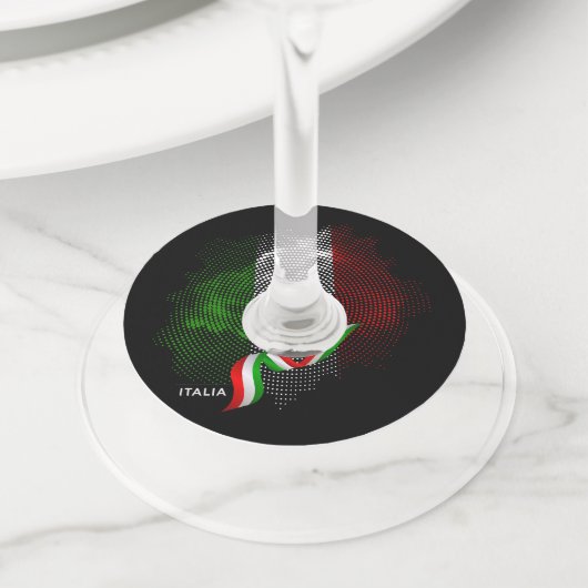 Italiaanse vlag wijnglaslabel (Dichtbij)