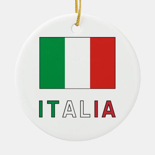 Italiaanse Vlag & Woord Keramisch Ornament (Voorkant)