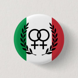 Italiaanse vlaggelesbische trotsspeld met lauwerkr ronde button 3,2 cm
