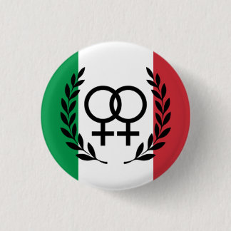 Italiaanse vlaggelesbische trotsspeld met lauwerkr ronde button 3,2 cm