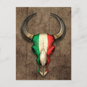 Italiaanse vlaggelknol schedel over het houtaffect briefkaart