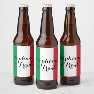 Italiaanse vlagkleuren bruiloft bier etiket