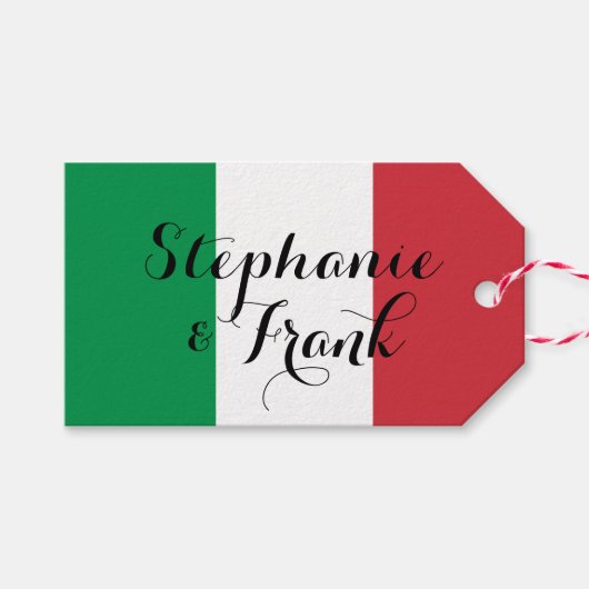 Italiaanse vlagkleuren bruiloft cadeaulabel (Voorkant (Horizontaal))