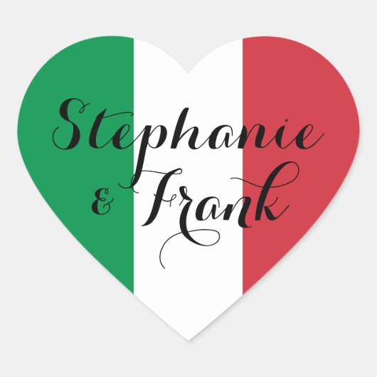 Italiaanse vlagkleuren bruiloft hart sticker (Voorkant)